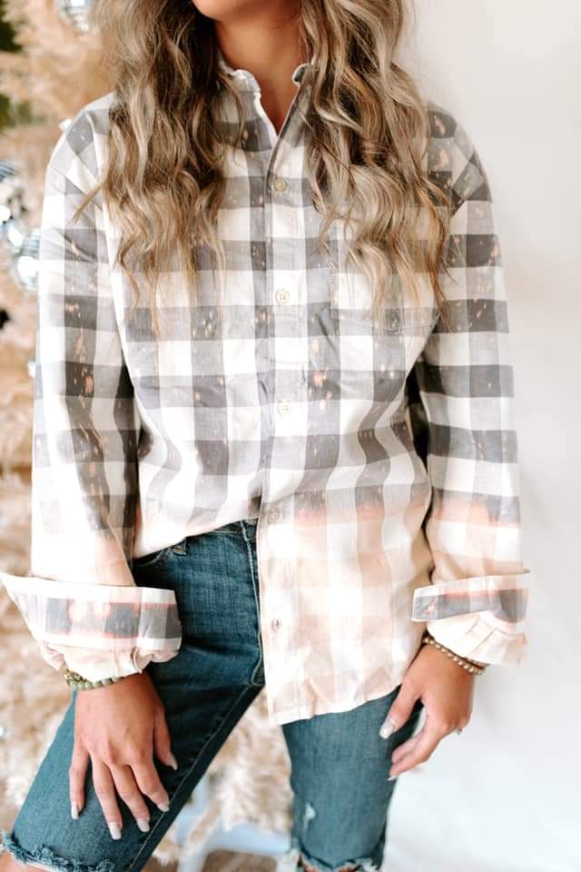 Gray/White Bleached Plaid