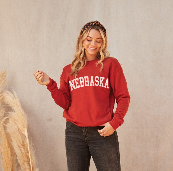 Nebraska Crew Neck Sweatshirt - Brick